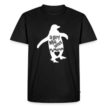 Une fille qui aime le pingouin - T-shirt Premium bio Homme - noir - Devant - Nico (187cm)