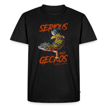 Passionné de geckos léopards depuis 2004 - T-shirt Premium bio Homme - noir - Devant - Nico (187cm)