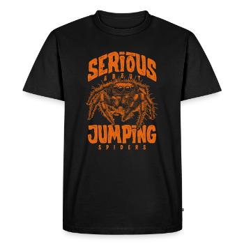 Sérieux au sujet des araignées sauteuses Propriétaire d’une araignée de compagnie - T-shirt Premium bio Homme - noir - Devant - Nico (187cm)