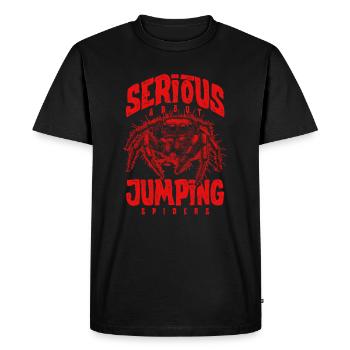 Sérieux au sujet des araignées sauteuses Propriétaire d’une araignée de compagnie - T-shirt Premium bio Homme - noir - Devant - Nico (187cm)