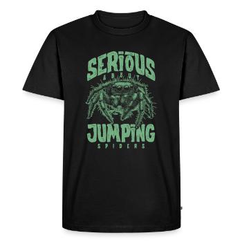 Sérieux au sujet des araignées sauteuses Propriétaire d’une araignée de compagnie - T-shirt Premium bio Homme - noir - Devant - Nico (187cm)