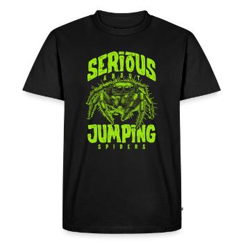 Sérieux au sujet des araignées sauteuses Propriétaire d’une araignée de compagnie - T-shirt Premium bio Homme - noir - Devant - Nico (187cm)
