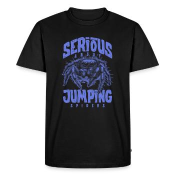Sérieux au sujet des araignées sauteuses Propriétaire d’une araignée de compagnie - T-shirt Premium bio Homme - noir - Devant - Nico (187cm)