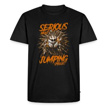 Sérieux au sujet des araignées sauteuses Propriétaire d’une araignée de compagnie - T-shirt Premium bio Homme - noir - Devant - Nico (187cm)