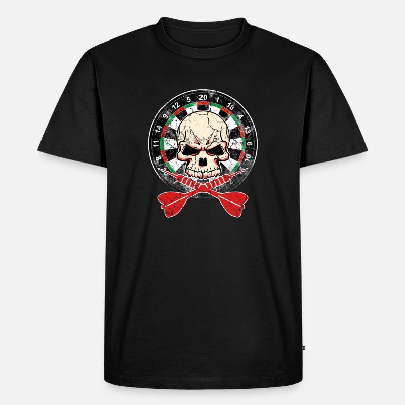 Dartscheibe Geschenk Dartpfeile Wurfpfeil Schädel - Männer Premium Bio T-Shirt - Schwarz