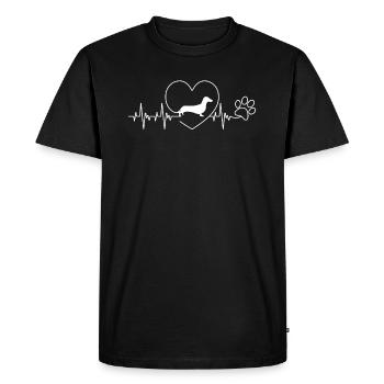 Teckel Teckel chien de toit battement de cœur chasseur cadeau - T-shirt Premium bio Homme - noir - Devant - Nico (187cm)