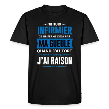 Infirmier je ne ferme pas ma gueule homme humour - T-shirt Premium bio Homme - noir - Devant - Nico (187cm)