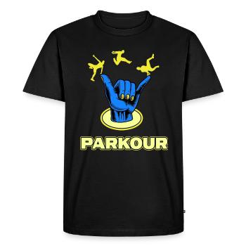 parkour jump parkour traceur jumping streetart - T-shirt Premium bio Homme - noir - Devant - Nico (187cm)