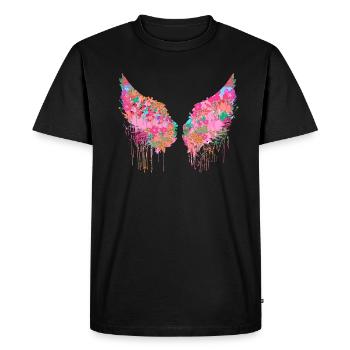 Angelwings,Wings,Colorful,Angel Wings,Flowers - Men's Premium Organic T-Shirt - black - Front - Nico (187cm)