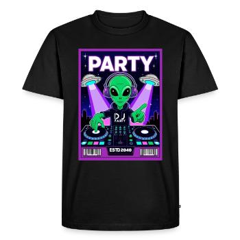 Alien Party 2040 - Men's Premium Organic T-Shirt - black - Front - Nico (187cm)