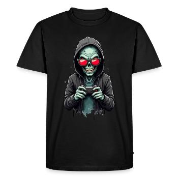 Scary gamer with skull - Men's Premium Organic T-Shirt - black - Front - Nico (187cm)