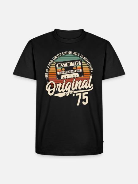 Original 1975 Jahrgang Vintage Geburtstag Retro - Herre Premium økologisk T-shirt - sort