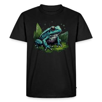 Bleu poison dard grenouille grenouille grimpante d’arbre - T-shirt Premium bio Homme - noir - Devant - Nico (187cm)