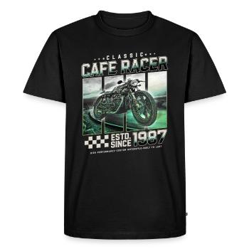 Cafe Racer built in 1987 - Men's Premium Organic T-Shirt - black - Front - Nico (187cm)
