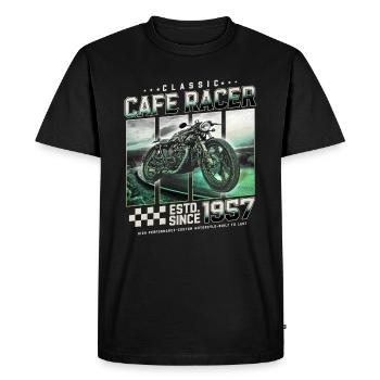 Cafe Racer built in 1957 - Men's Premium Organic T-Shirt - black - Front - Nico (187cm)