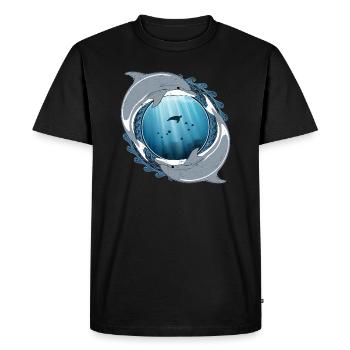 Dolphins - Men's Premium Organic T-Shirt - black - Front - Nico (187cm)