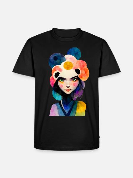 Asian woman in panda look - Men's Premium Organic T-Shirt - black