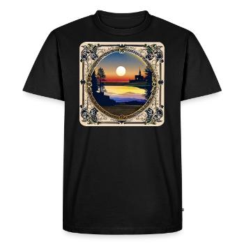 Icône de coucher de soleil avec ornements - T-shirt Premium bio Homme - noir - Devant - Nico (187cm)