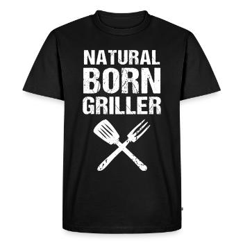 Natural Born Griller Grill - Men's Premium Organic T-Shirt - black - Front - Nico (187cm)