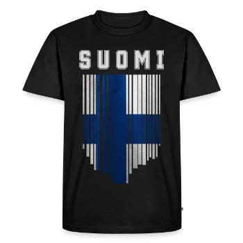 Flag of Finland, Finnish pride - Men's Premium Organic T-Shirt - black - Front - Nico (187cm)