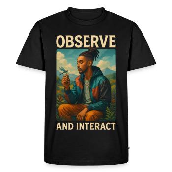 Observe & Interact - Men's Premium Organic T-Shirt - black - Front - Nico (187cm)