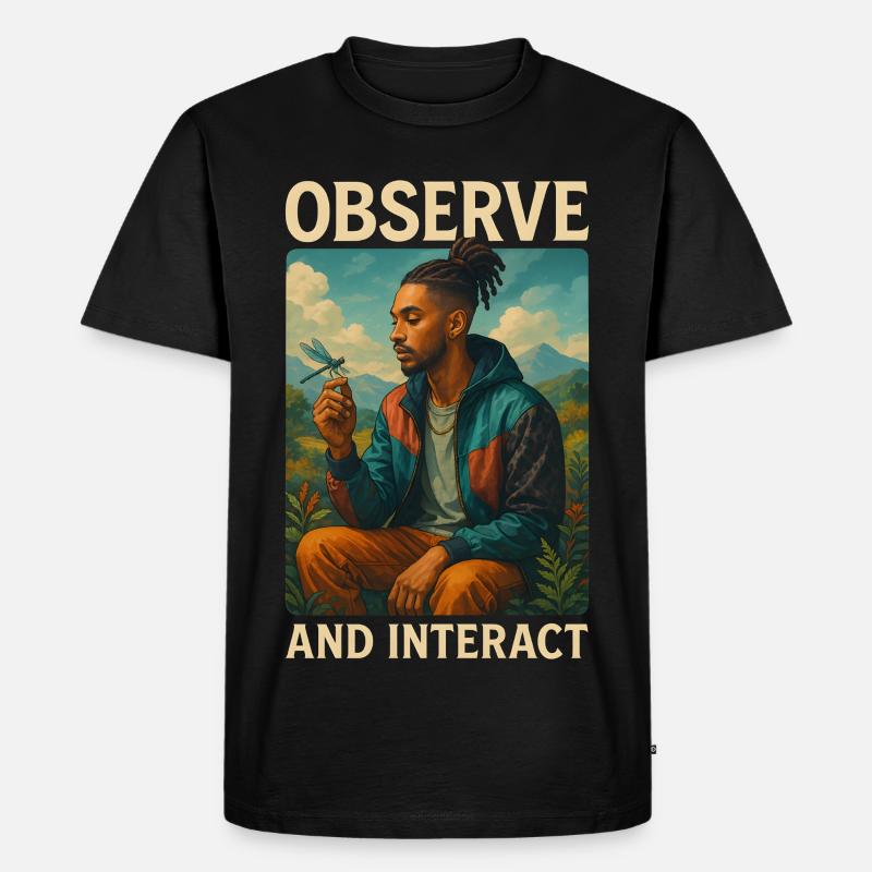 Observe & Interact - Männer Premium Bio T-Shirt - Schwarz