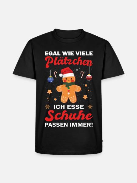 Weihnachtsgeschenk Lebkuchenmann Plätzchen Schuhe - Männer Premium Bio T-Shirt - Schwarz