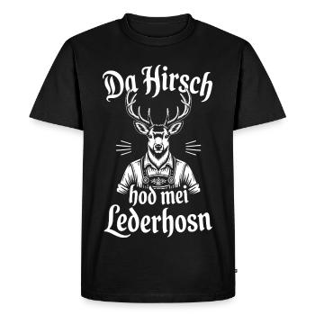 Lederhosen Cerf Costumes traditionnels Bavière Festival folklorique drôle - T-shirt Premium bio Homme - noir - Devant - Nico (187cm)