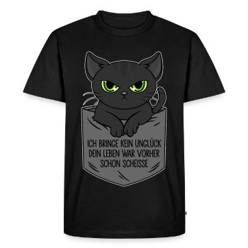 Je n’apporte aucun malheur - la vie était déjà de la merde - T-shirt Premium bio Homme - noir - Devant - Nico (187cm)