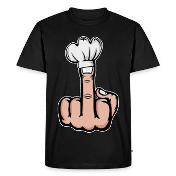 Middle Finger Stinky Finger Chef's Hat Design - Men's Premium Organic T-Shirt - black - Front - Nico (187cm)