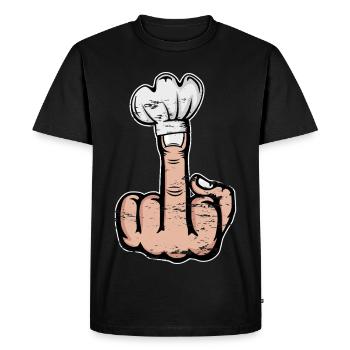 Middle Finger Stinky Finger Chef's Hat Design - Men's Premium Organic T-Shirt - black - Front - Nico (187cm)