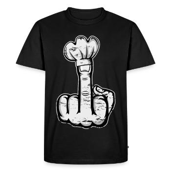 Doigt du milieu Stinky Finger chapeau de chef Design - T-shirt Premium bio Homme - noir - Devant - Nico (187cm)