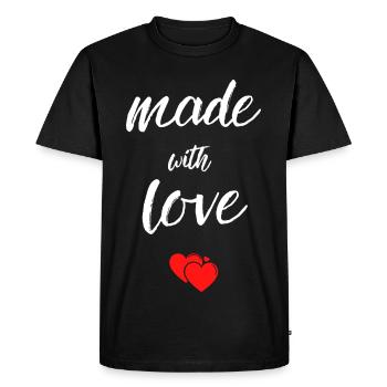 Fait avec des cœurs d’amour - T-shirt Premium bio Homme - noir - Devant - Nico (187cm)