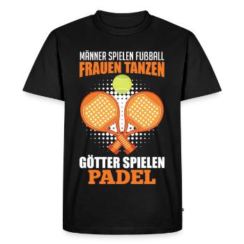 Padel Sport FEMMES DANSENT LES DIEUX JOUENT AU PADEL - T-shirt Premium bio Homme - noir - Devant - Nico (187cm)