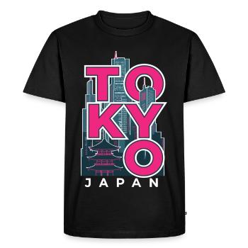 Tokyo Japon Skyline Rétro - T-shirt Premium bio Homme - noir - Devant - Nico (187cm)