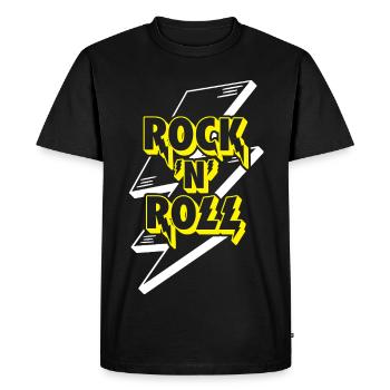 Rock 'N' Roll Lightning Bolt 3D Logo - Men's Premium Organic T-Shirt - black - Front - Nico (187cm)