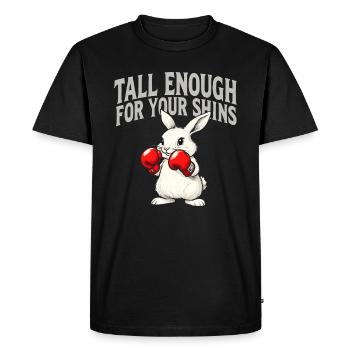 Rabbit alarm: Beware of the shins - Men's Premium Organic T-Shirt - black - Front - Nico (187cm)