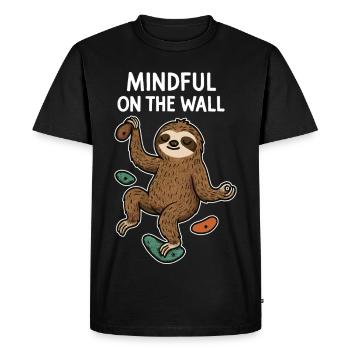 Mindful on the Wall – Zen Sloth on Wall - Men's Premium Organic T-Shirt - black - Front - Nico (187cm)