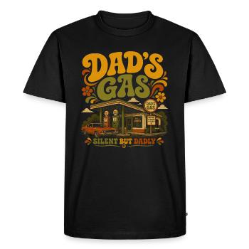 Papa Gaz - Silencieux mais Redoutable Vintage - T-shirt Premium bio Homme - noir - Devant - Nico (187cm)