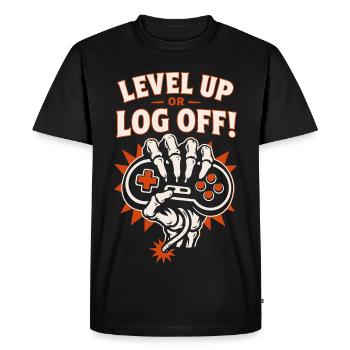 Monter de niveau ou se déconnecter Gaming Skeleton - T-shirt Premium bio Homme - noir - Devant - Nico (187cm)