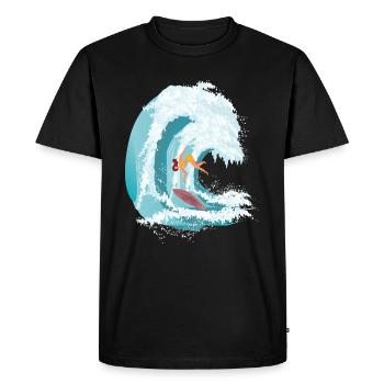 RIDE THE WAVE! - Men's Premium Organic T-Shirt - black - Front - Nico (187cm)