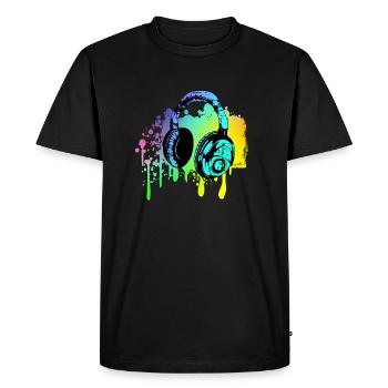 Colorful DJ headphones - Men's Premium Organic T-Shirt - black - Front - Nico (187cm)