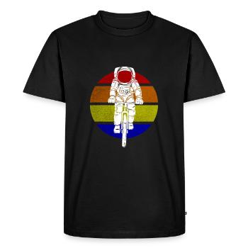 Spacecraft retro moon landing astronaut on bike - Men's Premium Organic T-Shirt - black - Front - Nico (187cm)