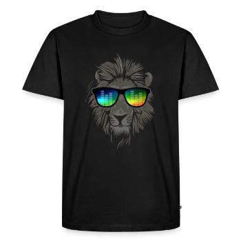 Party lion - lion with music sunglasses - Men's Premium Organic T-Shirt - black - Front - Nico (187cm)
