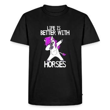 La vie est meilleure avec les chevaux - T-shirt Premium bio Homme - noir - Devant - Nico (187cm)