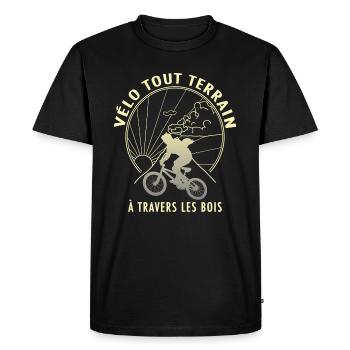 Vélo tout terrain à travers les bois - T-shirt Premium bio Homme - noir - Devant - Nico (187cm)