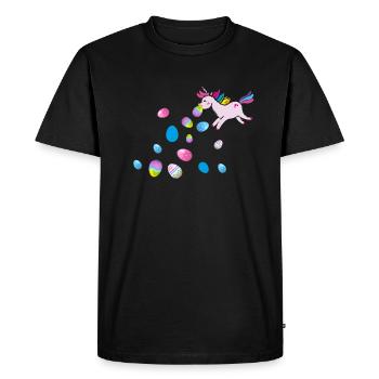 Puking Unicorn,Unicorn,Easter,Easter Eggs - Men's Premium Organic T-Shirt - black - Front - Nico (187cm)