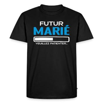 Futur Marié Idée Cadeau Futur Marié - T-shirt Premium bio Homme - noir - Devant - Nico (187cm)