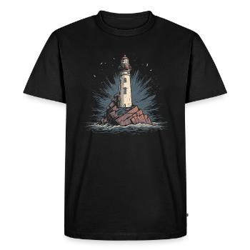 Lighthouse Coast Sea Sea Ocean Baltic Sea North Sea - Men's Premium Organic T-Shirt - black - Front - Nico (187cm)