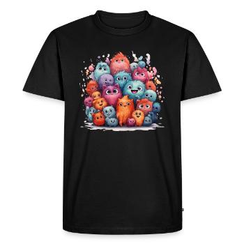 groupe mignon de monstres - T-shirt Premium bio Homme - noir - Devant - Nico (187cm)